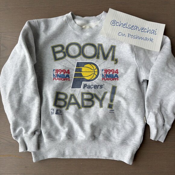 Vintage Indiana Pacers Boom Baby 1994 Playoffs NBA Basketball Sweatshirt - Picture 1 of 2